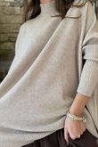 Charli Honeycomb Oversized Turtle Knit Oatmeal Marl